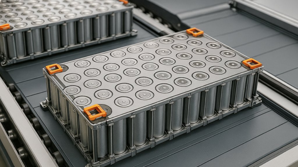 Battery production testing line instrumented for temperature, voltage and current measurement