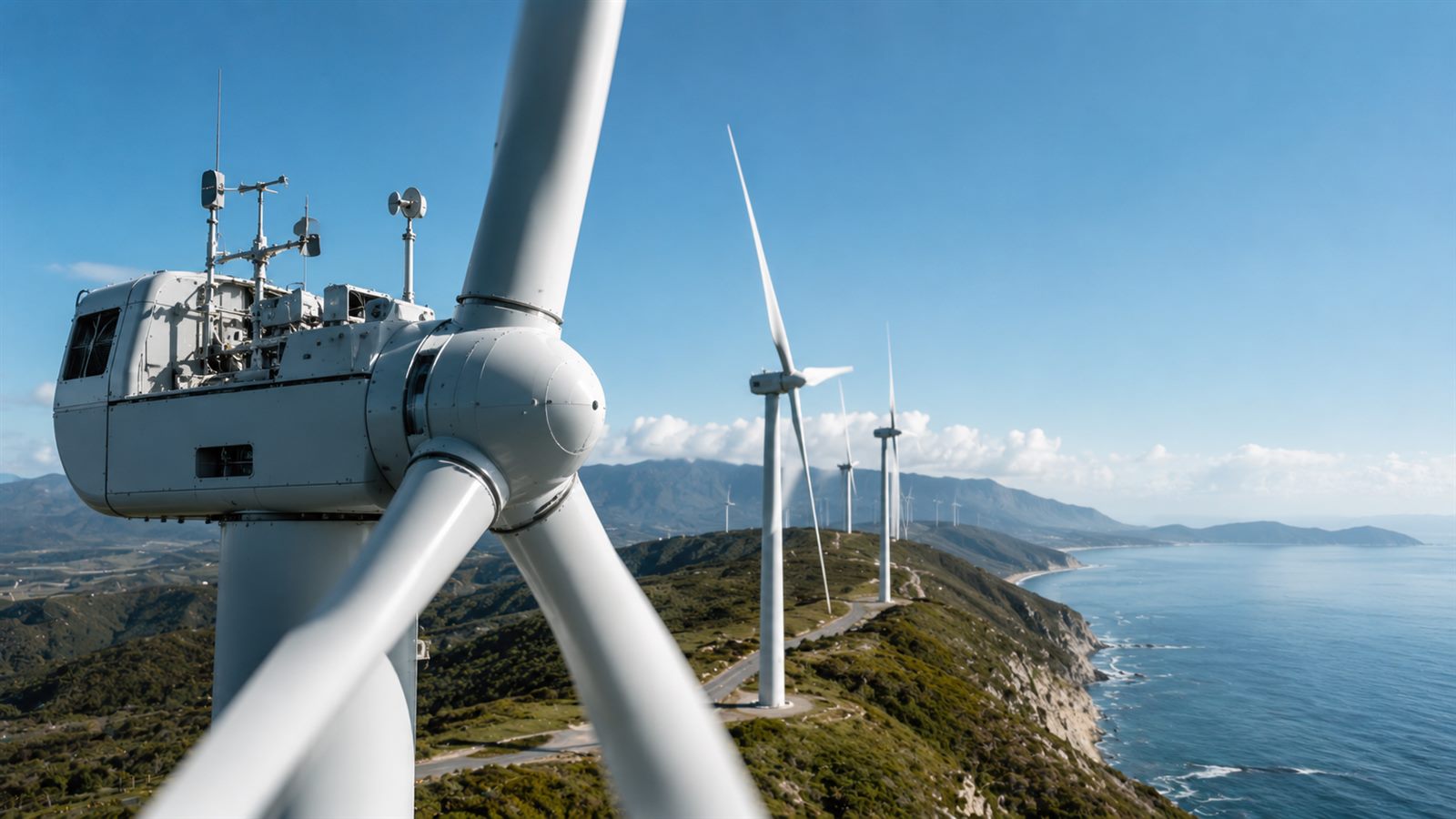 Wind turbines representing measurement and monitoring in the energy sector